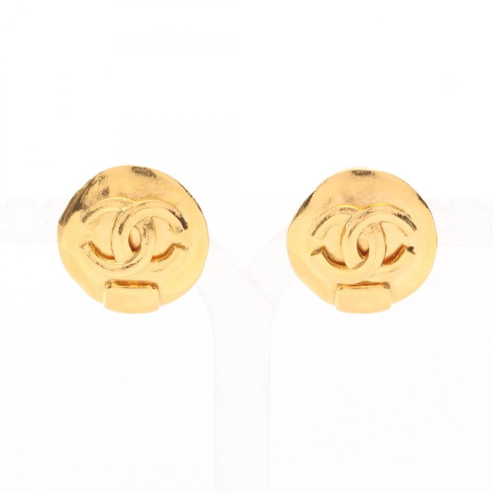 CHANEL Gold Logo Earrings